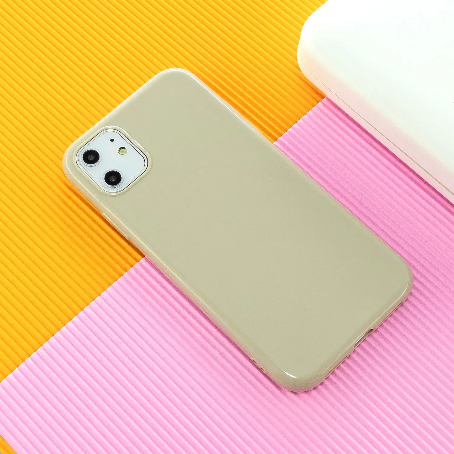For iPhone 11/11 Pro/11 Pro Max Smartphone Cover Slim Fit Glossy TPU Phone Case Full Body Protection Shell Lemon yellow