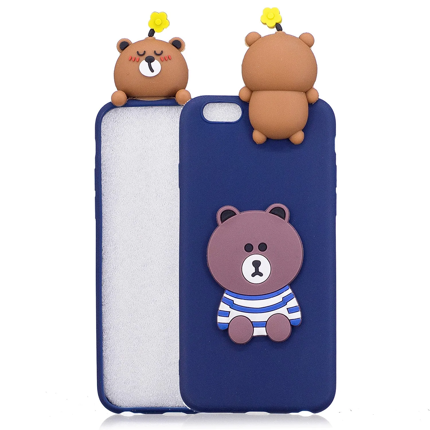 For iPhone 6/6S plus 3D Cute Cartoon Animal TPU Anti-scratch Non-slip Protective Cover Back Case - Cute Bear