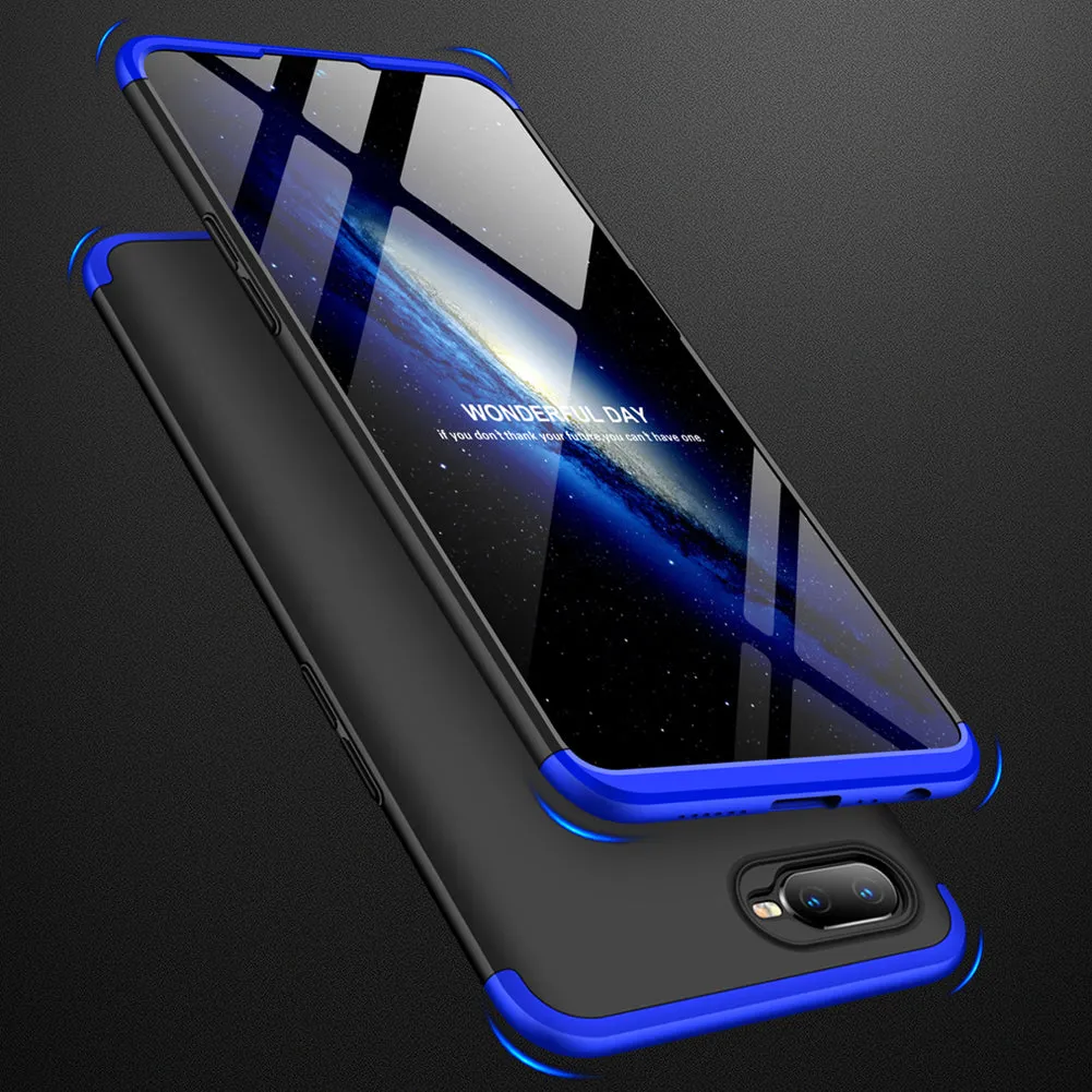 for Oppo A7 Ultra Slim PC Back Cover Non-slip Shockproof 360 Degree Full Protective Case Silver black silver_Oppo A7
