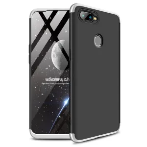 for Oppo A7 Ultra Slim PC Back Cover Non-slip Shockproof 360 Degree Full Protective Case Silver black silver_Oppo A7