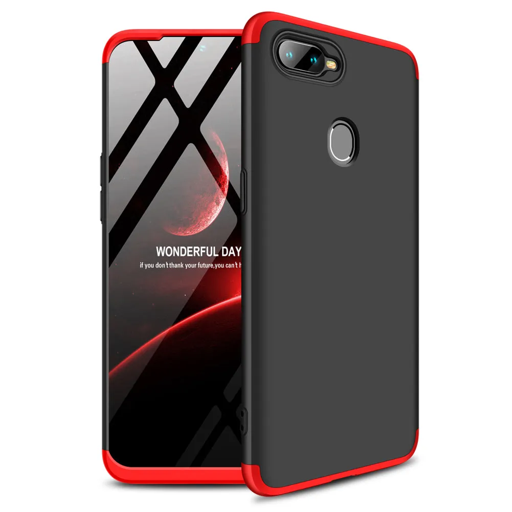 for Oppo A7 Ultra Slim PC Back Cover Non-slip Shockproof 360 Degree Full Protective Case Silver black silver_Oppo A7