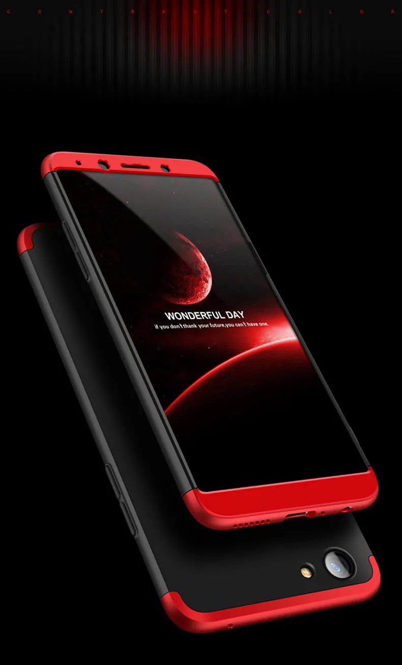 For OPPO A73/F5/F5 Youth/A75 Taiwan Slim 3 in 1 Hybrid Hard Case Full Body 360 Degree Protection Back Cover red