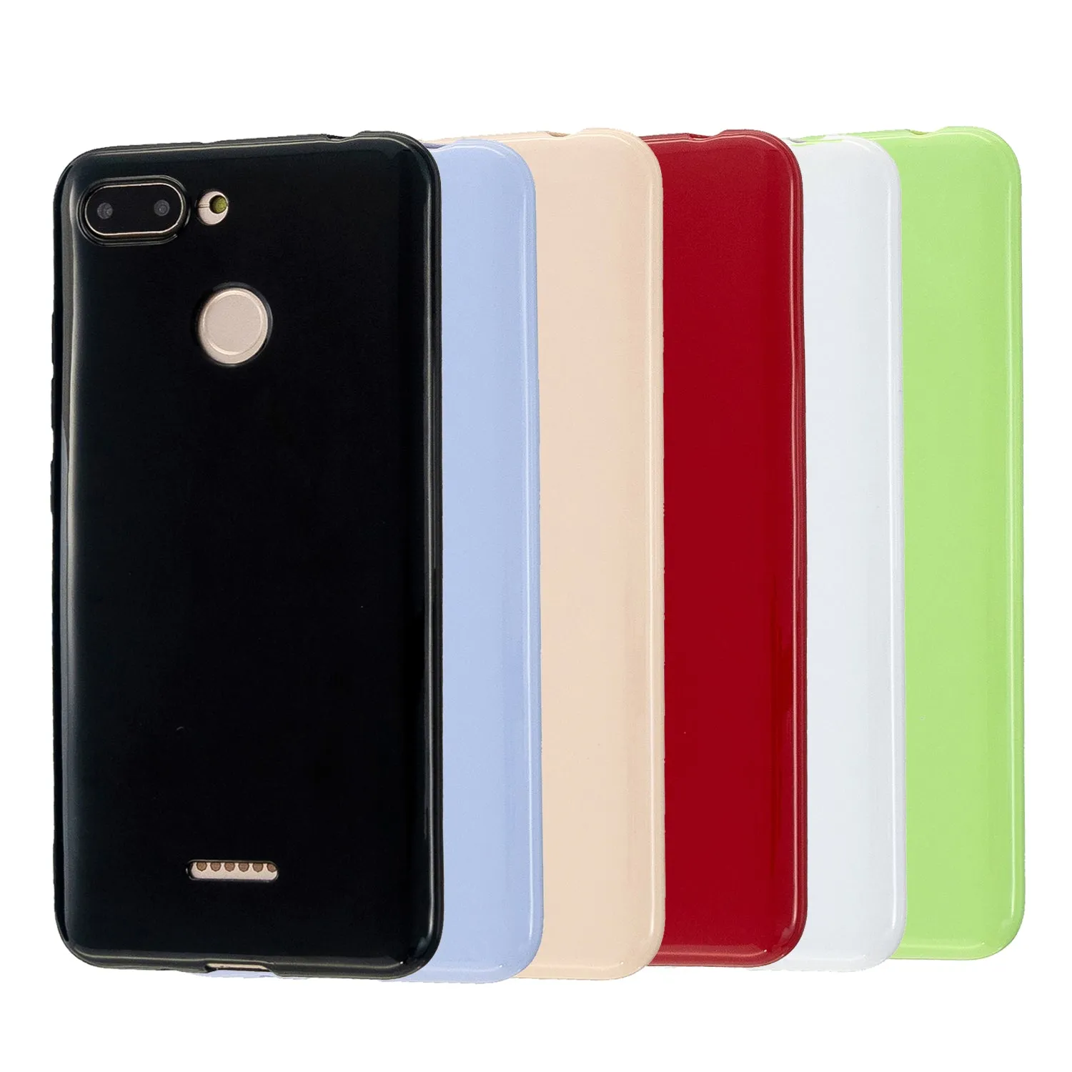 For Redmi 6/6A/6 Pro Cellphone Case Simple Profile Soft TPU Ultra Light Anti-Scratch Phone Cover Bright black