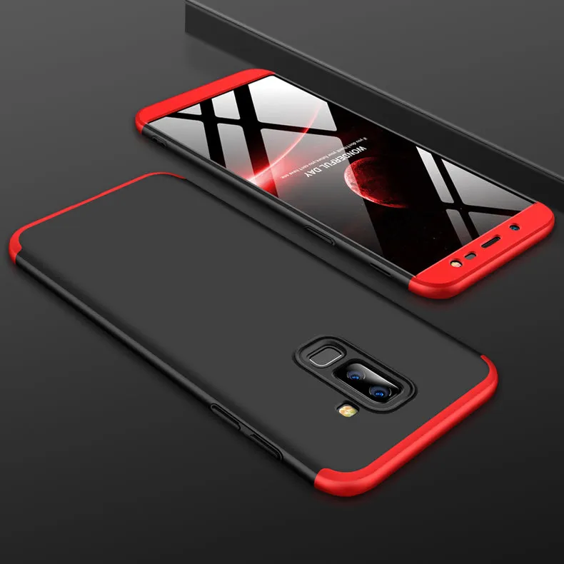 For Samsung J8 2018 360 Degree Protective Case Ultra Thin Hard Back Cover Red black red