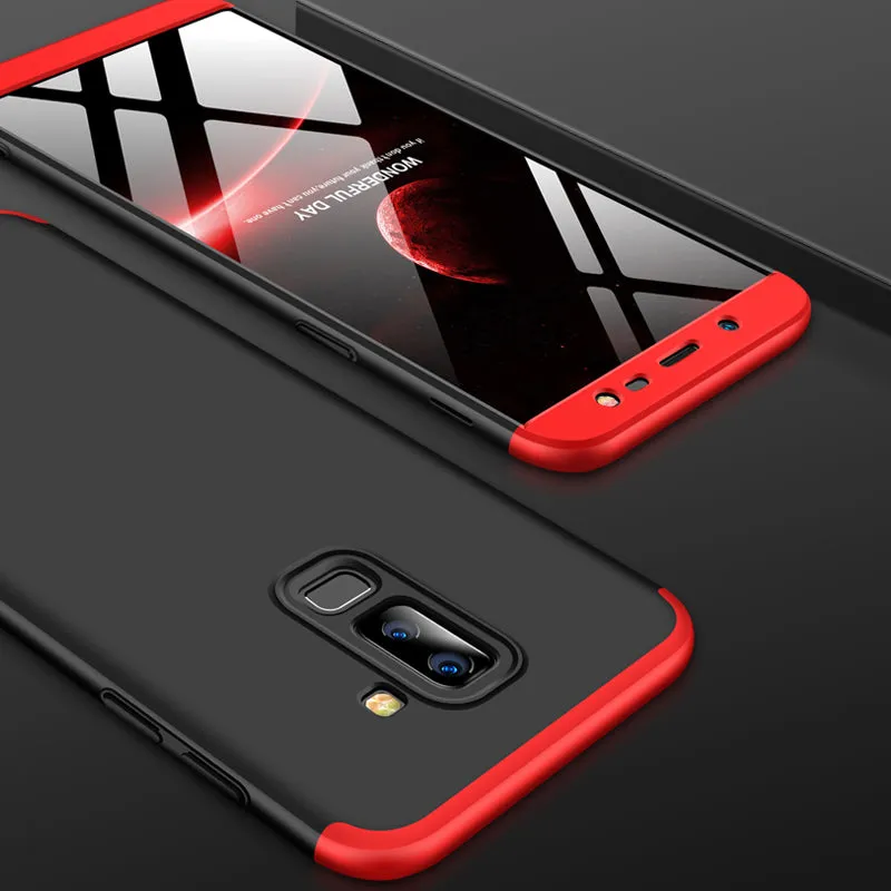 For Samsung J8 2018 360 Degree Protective Case Ultra Thin Hard Back Cover Red black red
