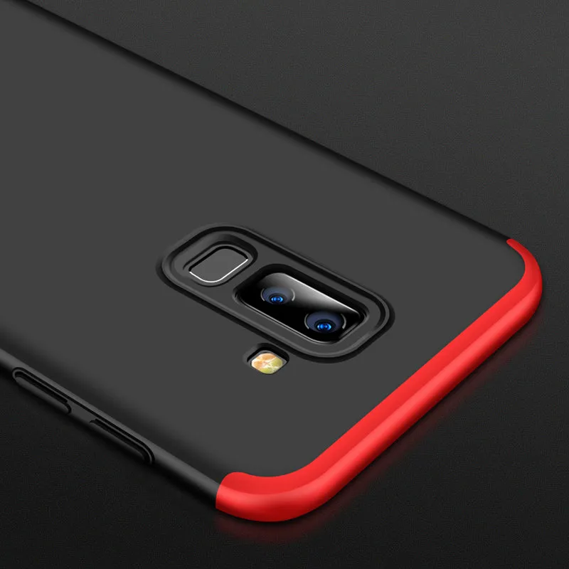 For Samsung J8 2018 360 Degree Protective Case Ultra Thin Hard Back Cover Red black red