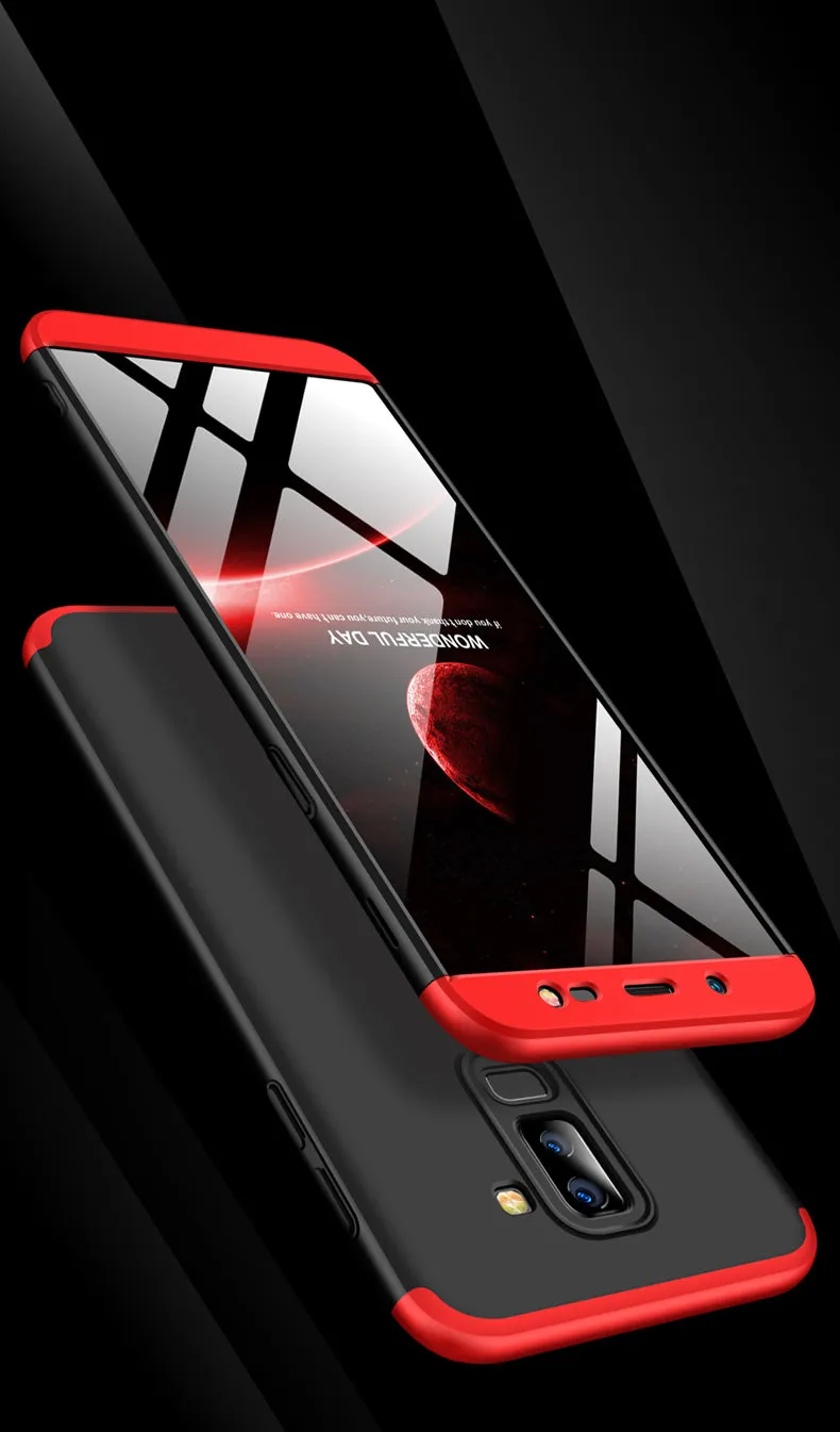 For Samsung J8 2018 360 Degree Protective Case Ultra Thin Hard Back Cover Red black red