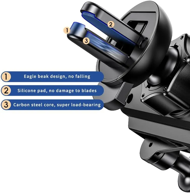 for Suzuki XL6 Ertiga Solio Bandit 360° Rotation Phone Mount with One Hand Operation Design, Bumpy Roads Friendly Car Phone Mount,1 Eagle Beak Clip-A Black