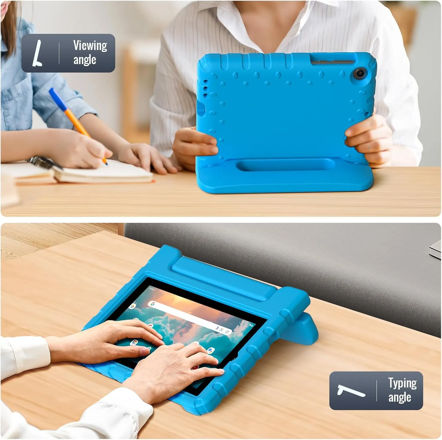 for Walmart Onn 7 inch Tablet Case Gen 3 2022(Model:100071481), Light Weight Shockproof Durable Kids Cases with Convertible Handle Stand for Boys Girls, Blue