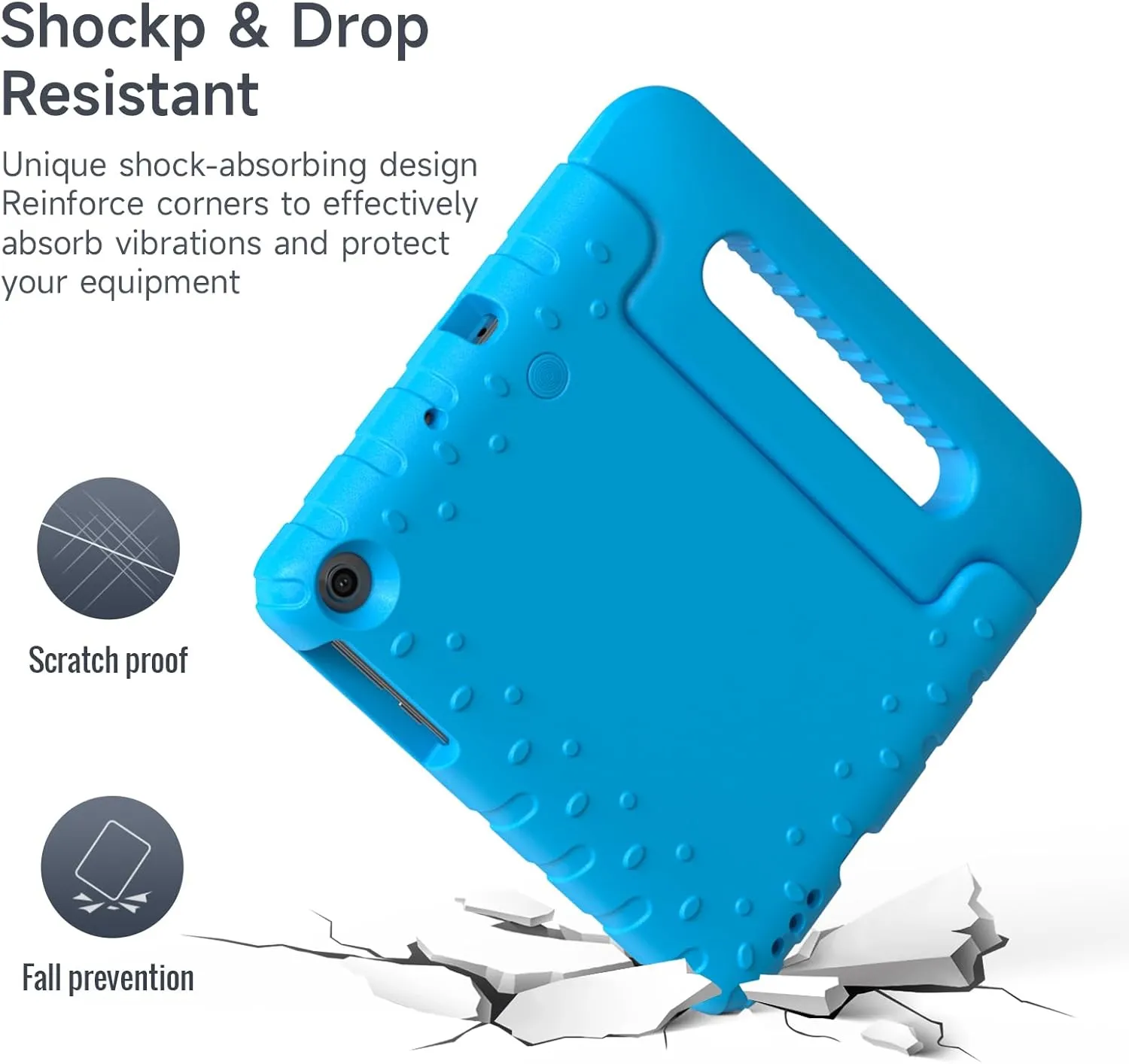 for Walmart Onn 7 inch Tablet Case Gen 3 2022(Model:100071481), Light Weight Shockproof Durable Kids Cases with Convertible Handle Stand for Boys Girls, Blue