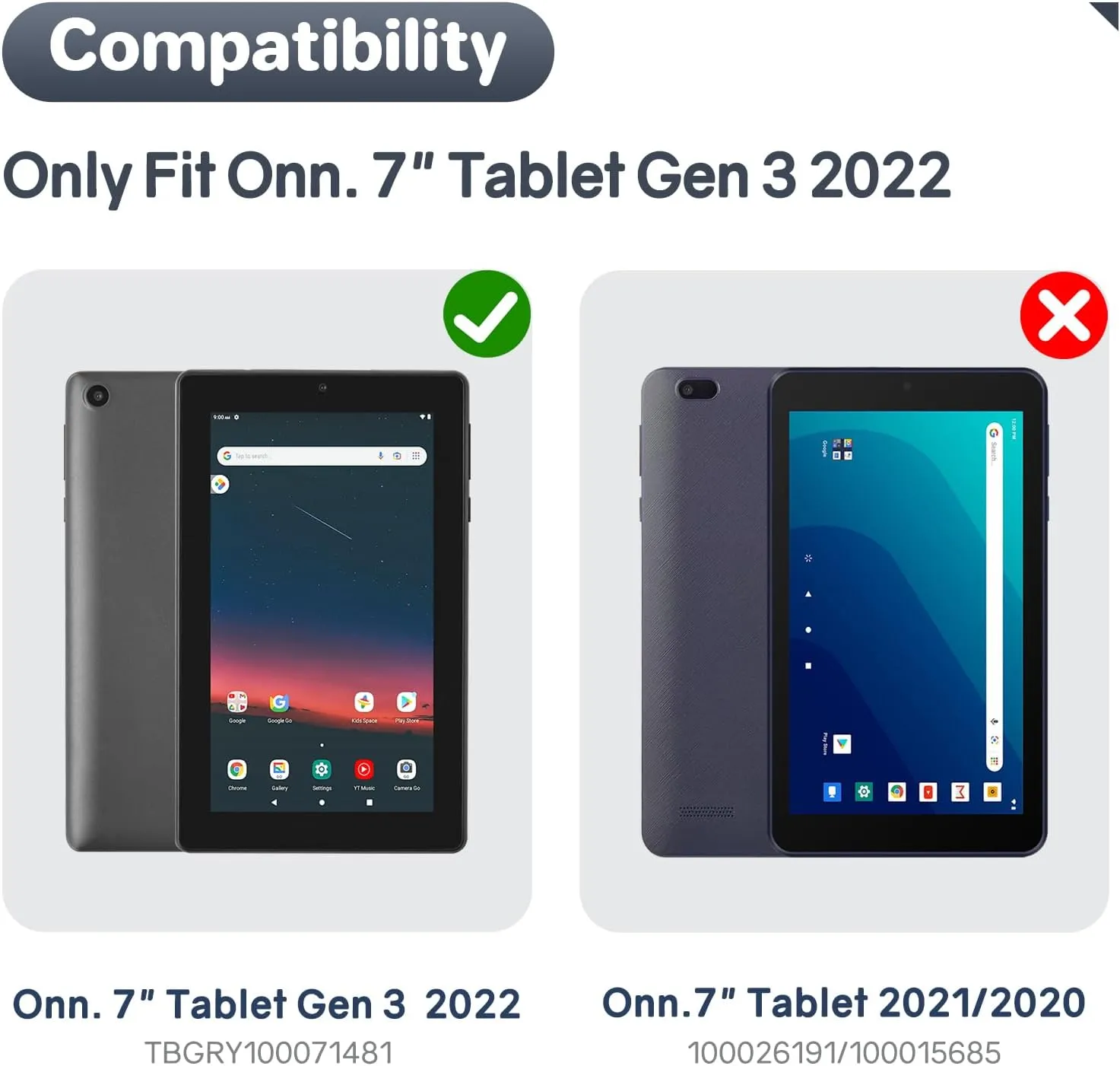 for Walmart Onn 7 inch Tablet Case Gen 3 2022(Model:100071481), Light Weight Shockproof Durable Kids Cases with Convertible Handle Stand for Boys Girls, Blue