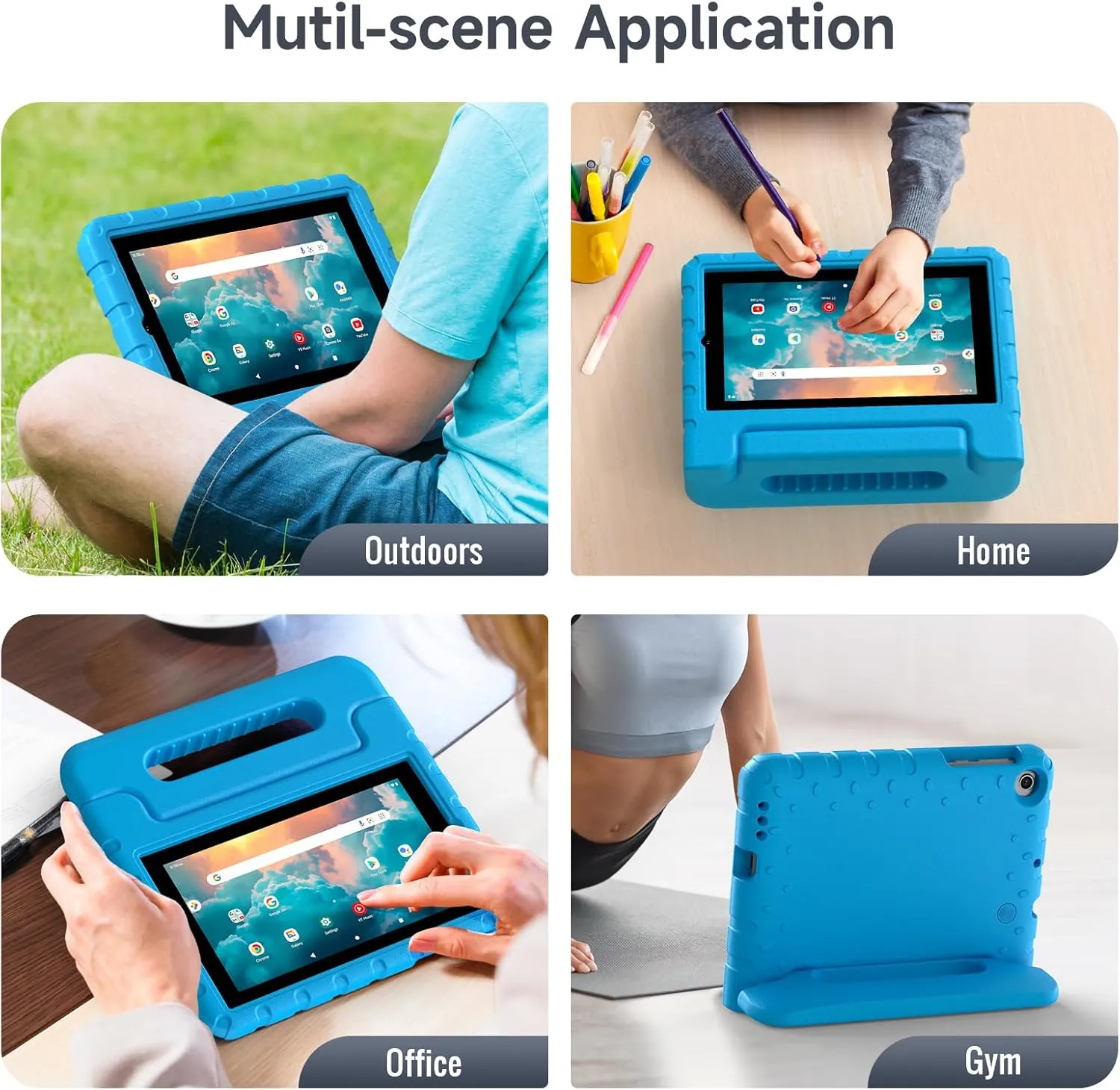 for Walmart Onn 7 inch Tablet Case Gen 3 2022(Model:100071481), Light Weight Shockproof Durable Kids Cases with Convertible Handle Stand for Boys Girls, Blue