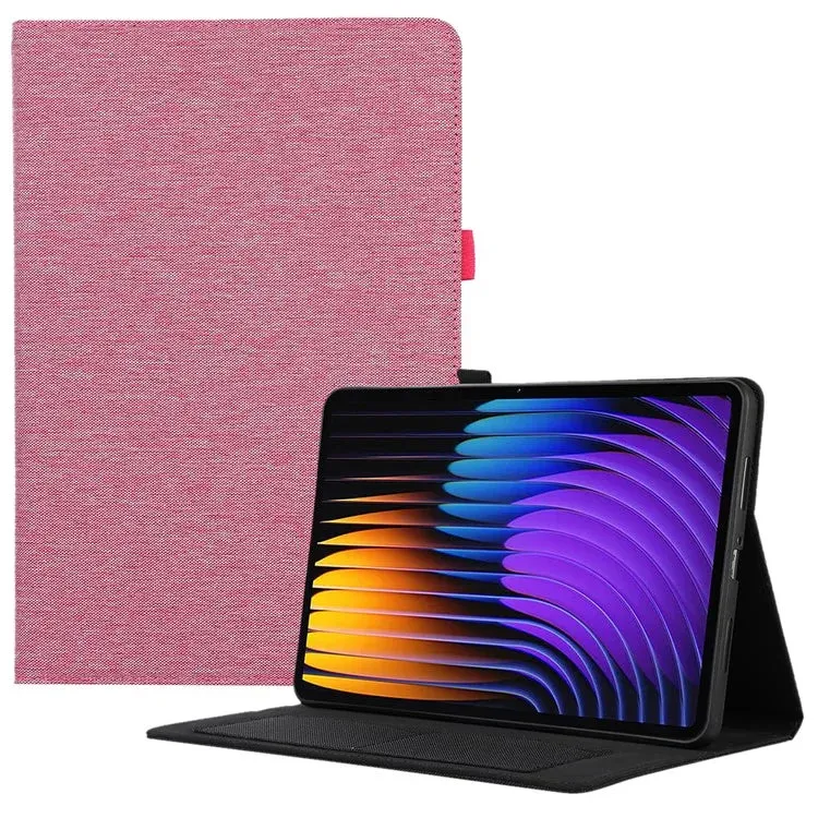 For Xiaomi Pad 7 / Pad 7 Pro Leather Case Card Holder Cloth Texture Tablet Stand Cover