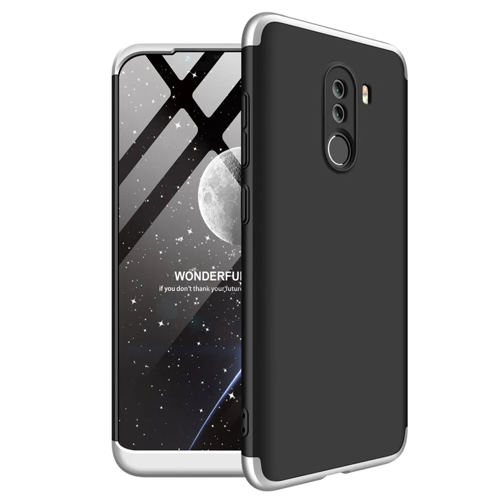 For XIAOMI Pocophone F1 Ultra Slim PC Back Cover Non-slip Shockproof 360 Degree Full Protective Case silver black silver
