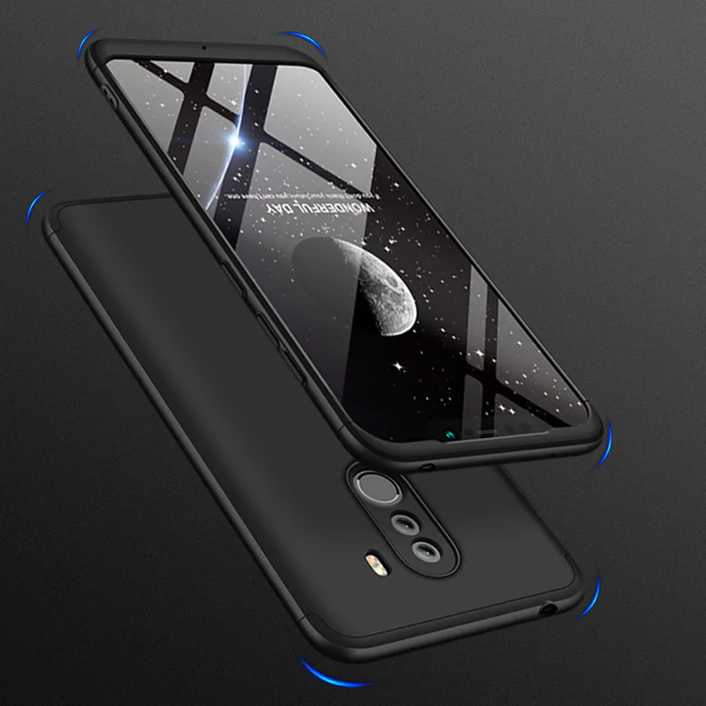 For XIAOMI Pocophone F1 Ultra Slim PC Back Cover Non-slip Shockproof 360 Degree Full Protective Case silver black silver