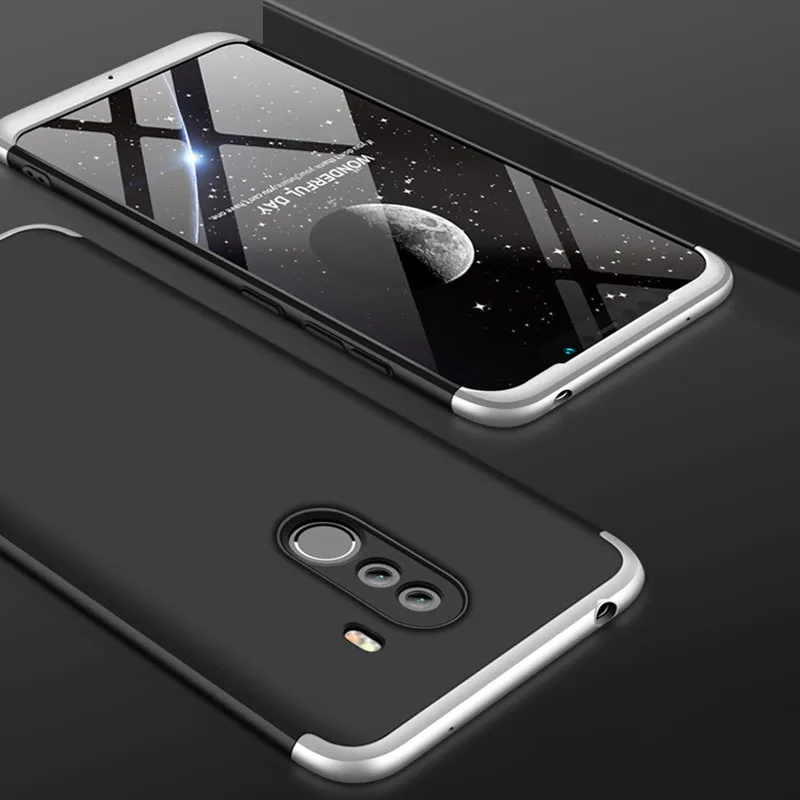 For XIAOMI Pocophone F1 Ultra Slim PC Back Cover Non-slip Shockproof 360 Degree Full Protective Case silver black silver