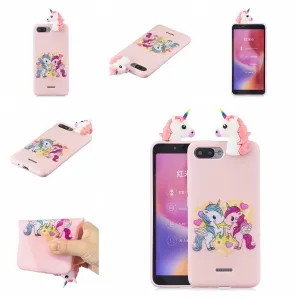 For XIAOMI Redmi 6A 3D Cartoon Lovely Coloured Painted Soft TPU Back Cover Non-slip Shockproof Full Protective Case Light pink