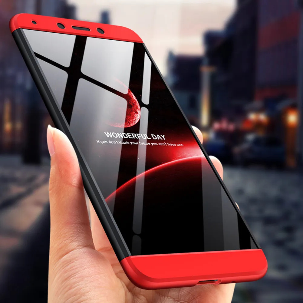 For XIAOMI Redmi 6A Ultra Slim PC Back Cover Non-slip Shockproof 360 Degree Full Protective Case Red black red_XIAOMI Redmi 6A