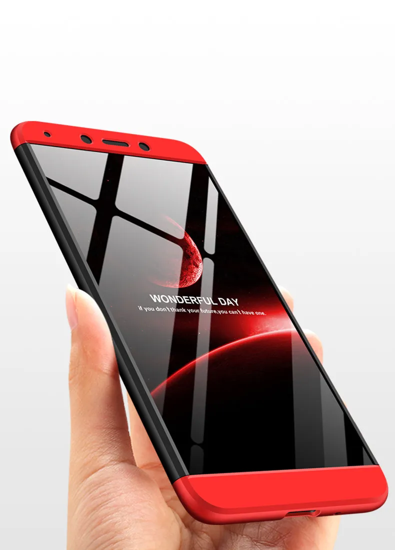 For XIAOMI Redmi 6A Ultra Slim PC Back Cover Non-slip Shockproof 360 Degree Full Protective Case Red black red_XIAOMI Redmi 6A