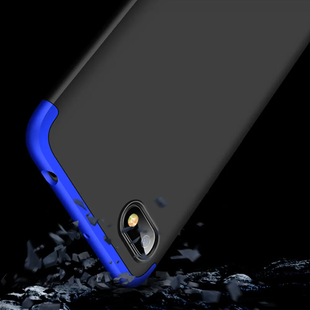 For XIAOMI Redmi 6A Ultra Slim PC Back Cover Non-slip Shockproof 360 Degree Full Protective Case Red black red_XIAOMI Redmi 6A