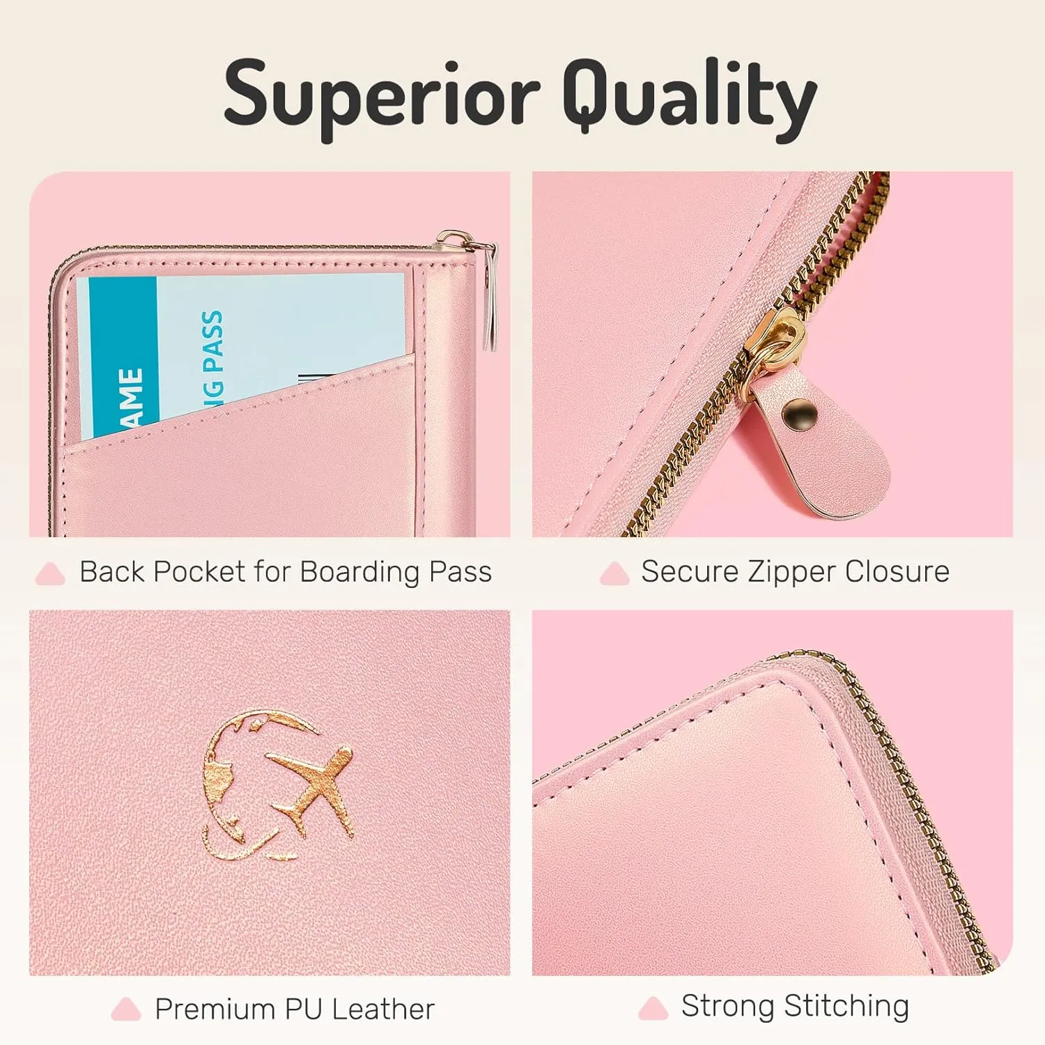 Forvencer Passport Holder Cover with Safe Zipper Closure, Premium Passport Wallet for Travel, Cute RFID Blocking Card Case, Waterproof Travel Accessories for Women, Lilac