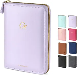 Forvencer Passport Holder Cover with Safe Zipper Closure, Premium Passport Wallet for Travel, Cute RFID Blocking Card Case, Waterproof Travel Accessories for Women, Lilac