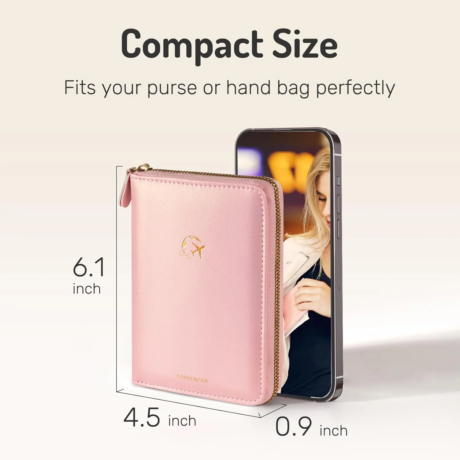 Forvencer Passport Holder Cover with Safe Zipper Closure, Premium Passport Wallet for Travel, Cute RFID Blocking Card Case, Waterproof Travel Accessories for Women, Lilac