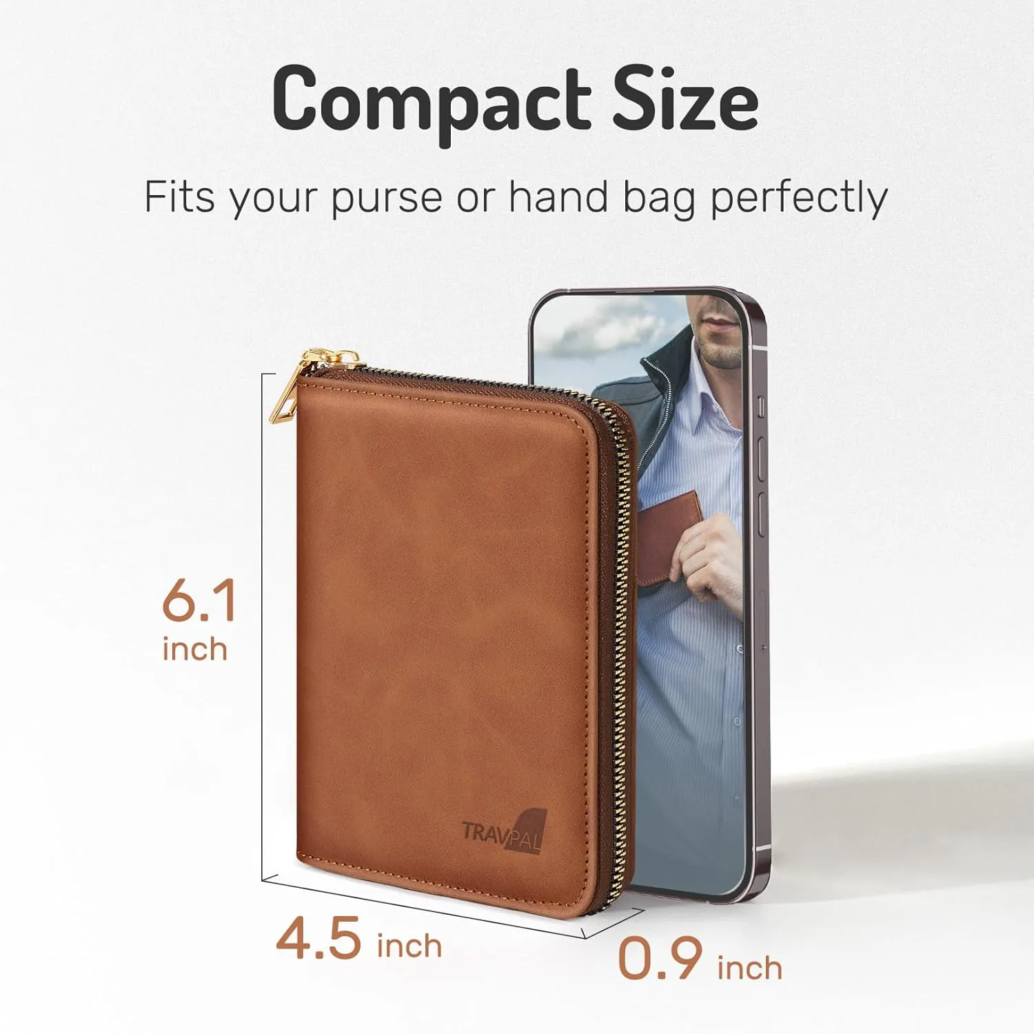 Forvencer Passport Holder Cover with Safe Zipper Closure, Premium Passport Wallet for Travel, Sleek RFID Blocking Card Case, Waterproof Travel Accessories for Men, Brown
