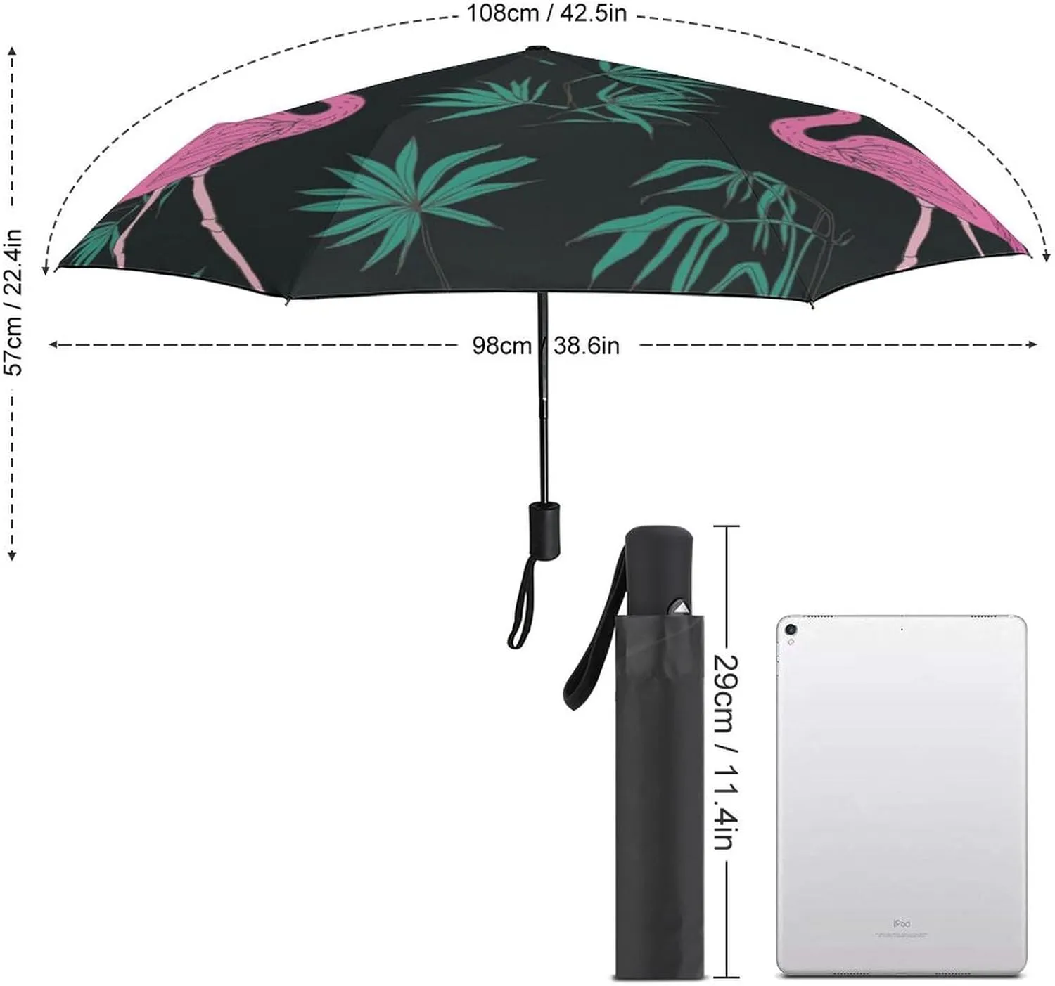 French Bulldog Travel Small Umbrella Windproof Compact Collapsible Light, Automatic,Wind Resistant,Strong And Portable, Folding Umbrella for Rain