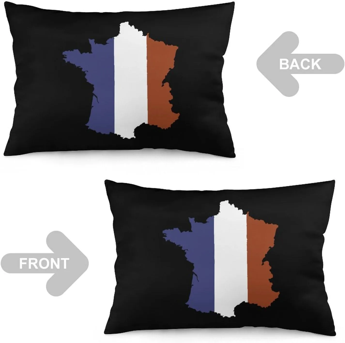 French Map Flag Fashion Pillow Cases Beautiful Throw Body Pillow Covers Couch Bed Sofa Car Zipper Closure 12 "x20