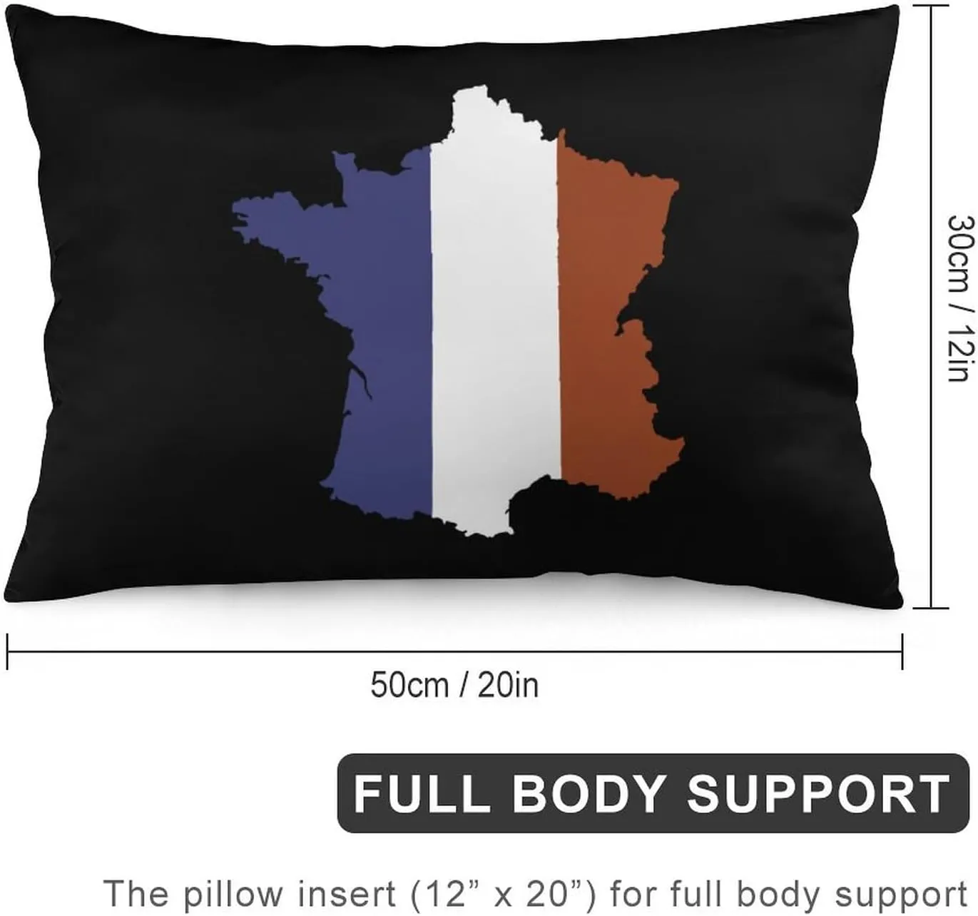 French Map Flag Fashion Pillow Cases Beautiful Throw Body Pillow Covers Couch Bed Sofa Car Zipper Closure 12 "x20