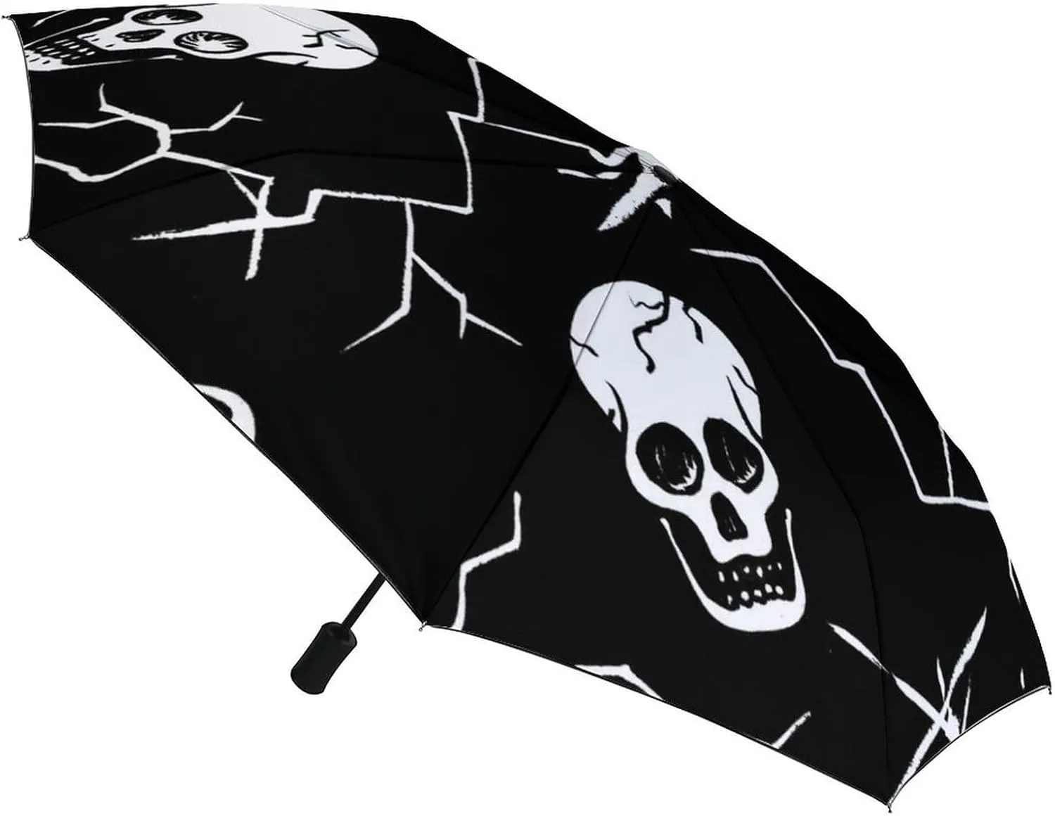 Funny Cartoons Skull Compact Travel Umbrella, Windproof Waterproof Stick Umbrella Protection Umbrellas