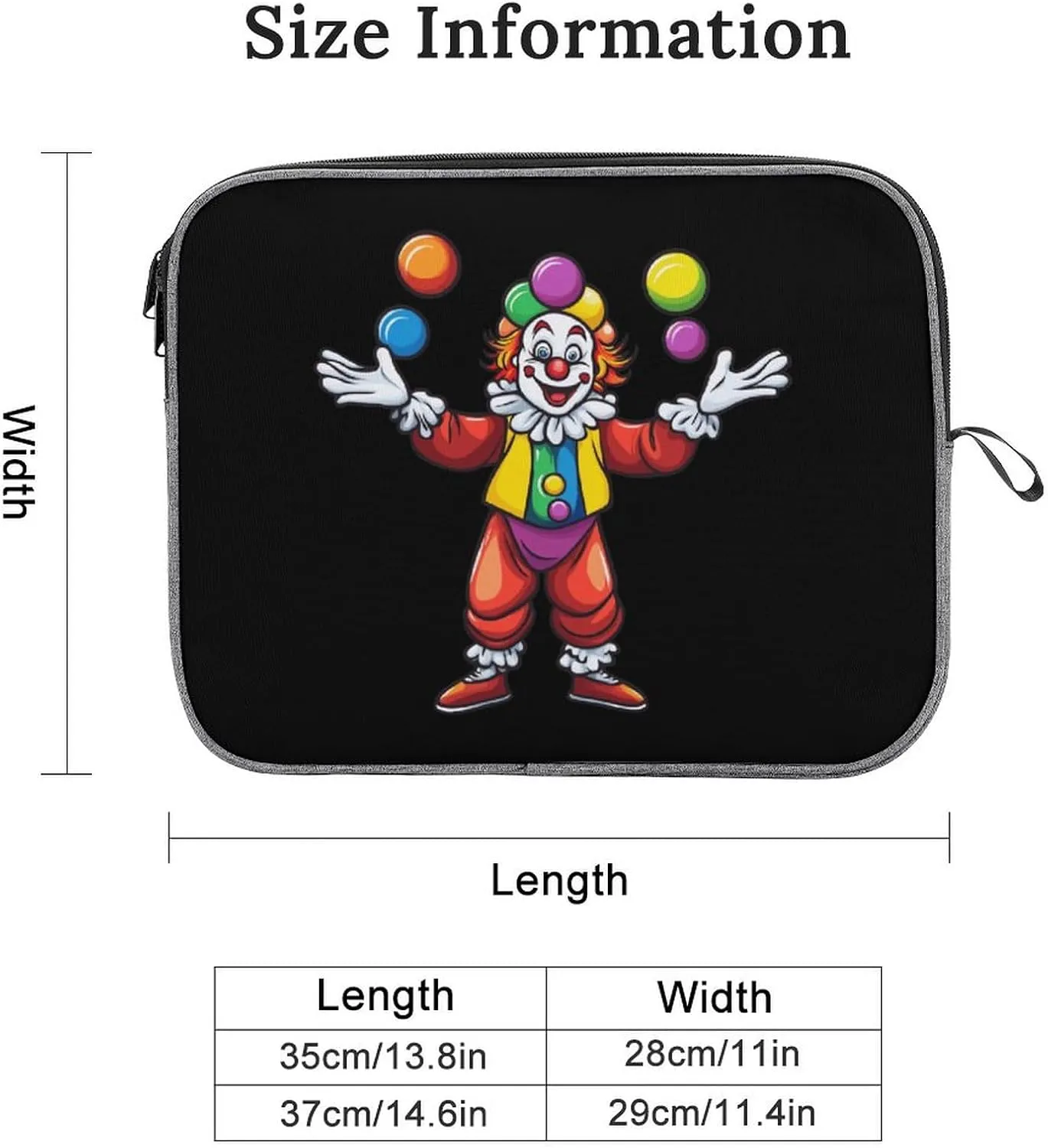 Funny Clown Juggling Circus Entertainer Laptop Sleeve Case Shockproof Protective Carrying Bag Travel Briefcase 13inch