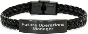 Funny Future Operations Manager Gifts, Inspirational Interlaced Leather Bracelet from Mom on Mother's Day, for Her Unique Operations Manager