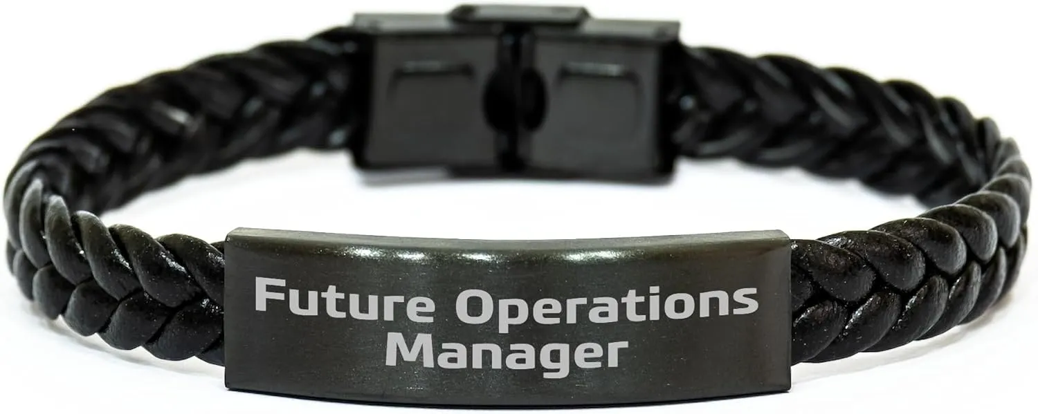 Funny Future Operations Manager Gifts, Inspirational Interlaced Leather Bracelet from Mom on Mother's Day, for Her Unique Operations Manager
