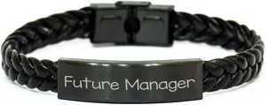 Future Manager's Gift, Inspirational Quote, Interlaced Leather Bracelet, Perfect Valentine's Unique Gift for Men, Women, and Coworkers, Manager's Appreciation