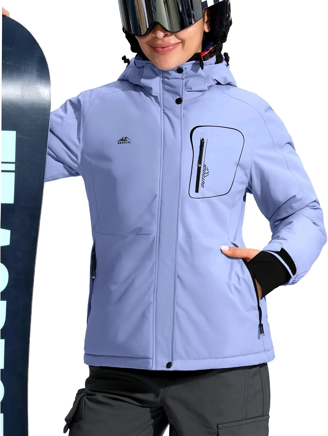 G Gradual Women's Ski Jackets Waterproof Insulated Fleece Lined Heavyweight Winter Jacket Hood Mountain Snowboarding Coat