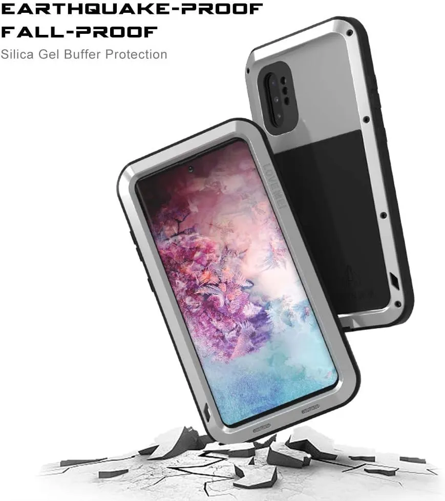 Galaxy Note 10 Plus Case,Bpowe Super Shockproof Silicone Aluminum Metal Armor Tank Heavy Duty Sturdy Protector Cover Hard Case for Samsung Galaxy Note 10 Plus/Galaxy Note 10  5G 6.8" 2019 (Silver)
