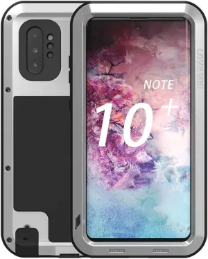 Galaxy Note 10 Plus Case,Bpowe Super Shockproof Silicone Aluminum Metal Armor Tank Heavy Duty Sturdy Protector Cover Hard Case for Samsung Galaxy Note 10 Plus/Galaxy Note 10  5G 6.8" 2019 (Silver)