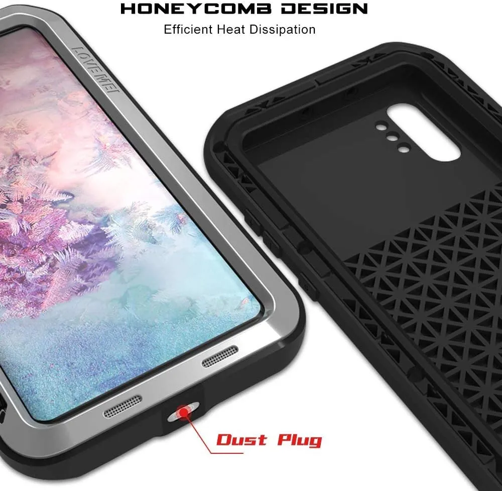 Galaxy Note 10 Plus Case,Bpowe Super Shockproof Silicone Aluminum Metal Armor Tank Heavy Duty Sturdy Protector Cover Hard Case for Samsung Galaxy Note 10 Plus/Galaxy Note 10  5G 6.8" 2019 (Silver)