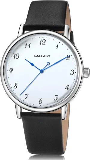 Gallant Men's Watch Classic Dress Watches with Leather Strap Meca-Quartz Watch for Men 5ATM Waterproof Luxury Vintage Minimalist Casual Wristwatch 41mm