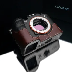 Gariz XS-CHA1BR Genuine Leather Half Case for Sony A1, Brown, Black