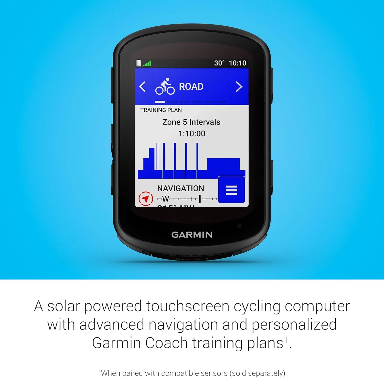 Garmin Edge 840 Solar, Solar-Charging GPS Cycling Computer with Touchscreen and Buttons, Targeted Adaptive Coaching, Advanced Navigation and More