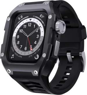 GELISHI Band Compatible with Apple Watch Band 45mm Series 9/Series 8 7, Men Rugged Case Bumper Heavy Duty Stainless Metal Cover with TPU Sport Band Strap Shockproof, Black