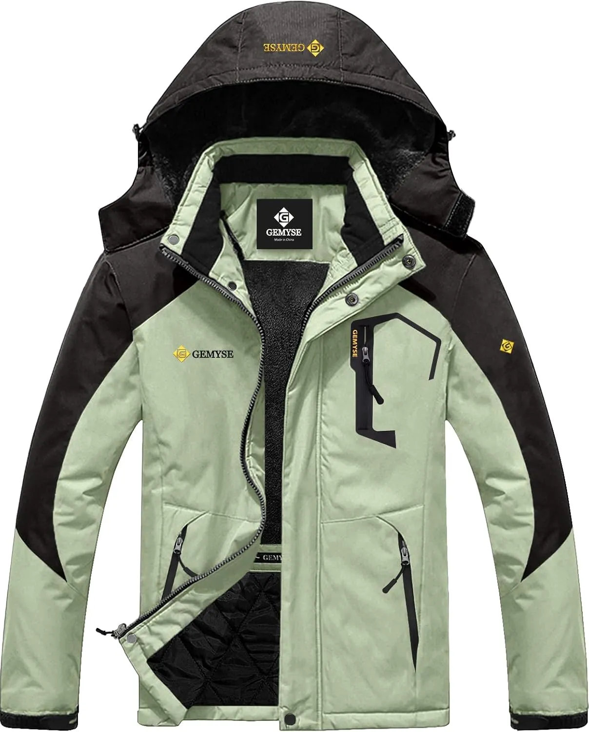 GEMYSE Men's Mountain Waterproof Ski Snow Jacket Winter Windproof Rain Jacket