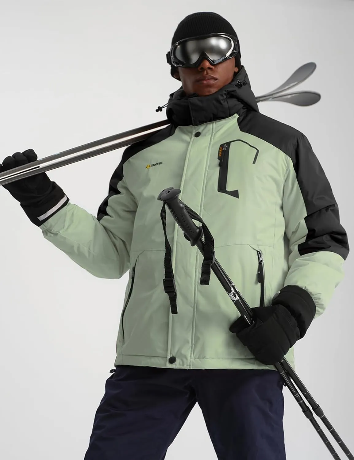GEMYSE Men's Mountain Waterproof Ski Snow Jacket Winter Windproof Rain Jacket