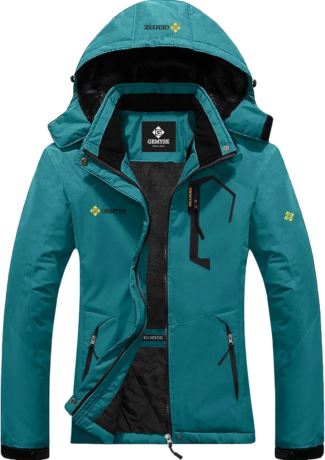 GEMYSE Women's Ski Snow Jacket Warm Winter Waterproof Coat Snowboard Rain Jacket Hooded Windproof Windbreaker
