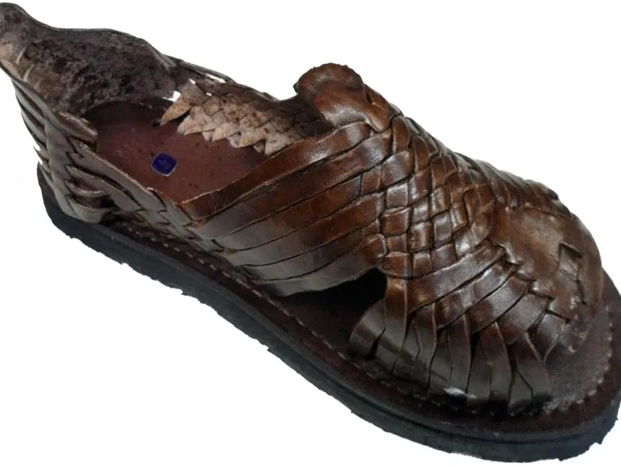 Genuine Leather Dark Brown Men Huarache Pachuco. Mexican Sandals.