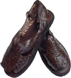 Genuine Leather Dark Brown Men Huarache Pachuco. Mexican Sandals.