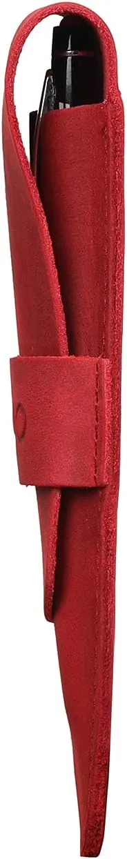 Genuine Leather Pen and Pencil Case with Tuck in Flap, Stationery Bag - Two compartment